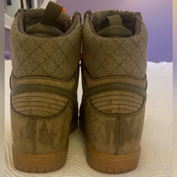 Nike Dunk Sky Hi Green and Navy Leather with Orange Laces Women’s Size 8 - Picture 3 of 7